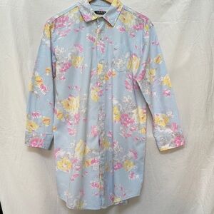 Ralph Lauren Pastel Floral Button Down Shirt Dress / Sleepwear Women